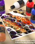 8 Colors 8.45Oz Metallic Acrylic Pour Paint Supplies Kit, Large Volume Premixed High Flow Painting Bulk Set with Silicone Pouring Oil, Gloves, Instructions for Beginner DIY - Ready to Pour