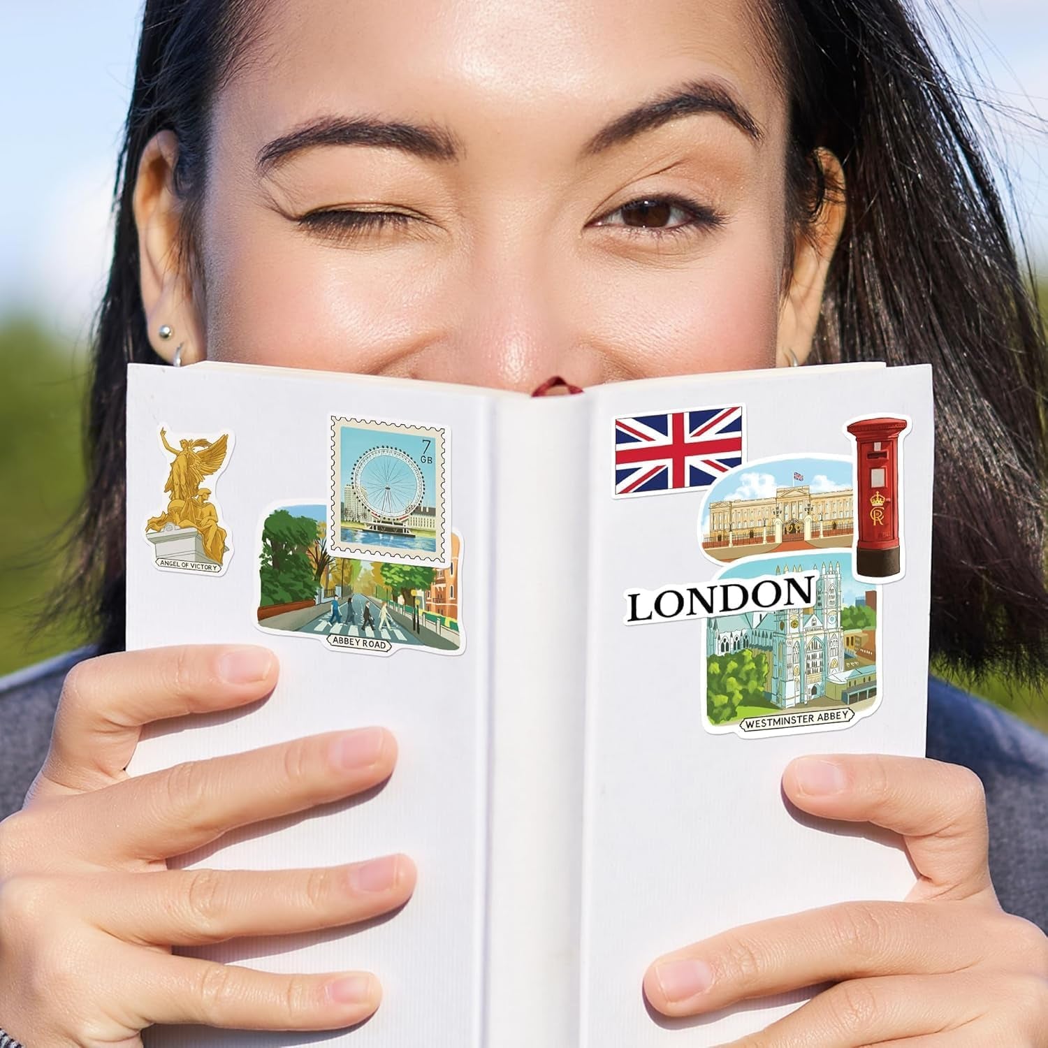 Bustling London Travel Stickers (28Pcs) - Gouache Style, English-Themed Vacation Decals for Journals, Scrapbooks, Luggage, Water Bottle