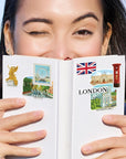 Bustling London Travel Stickers (28Pcs) - Gouache Style, English-Themed Vacation Decals for Journals, Scrapbooks, Luggage, Water Bottle