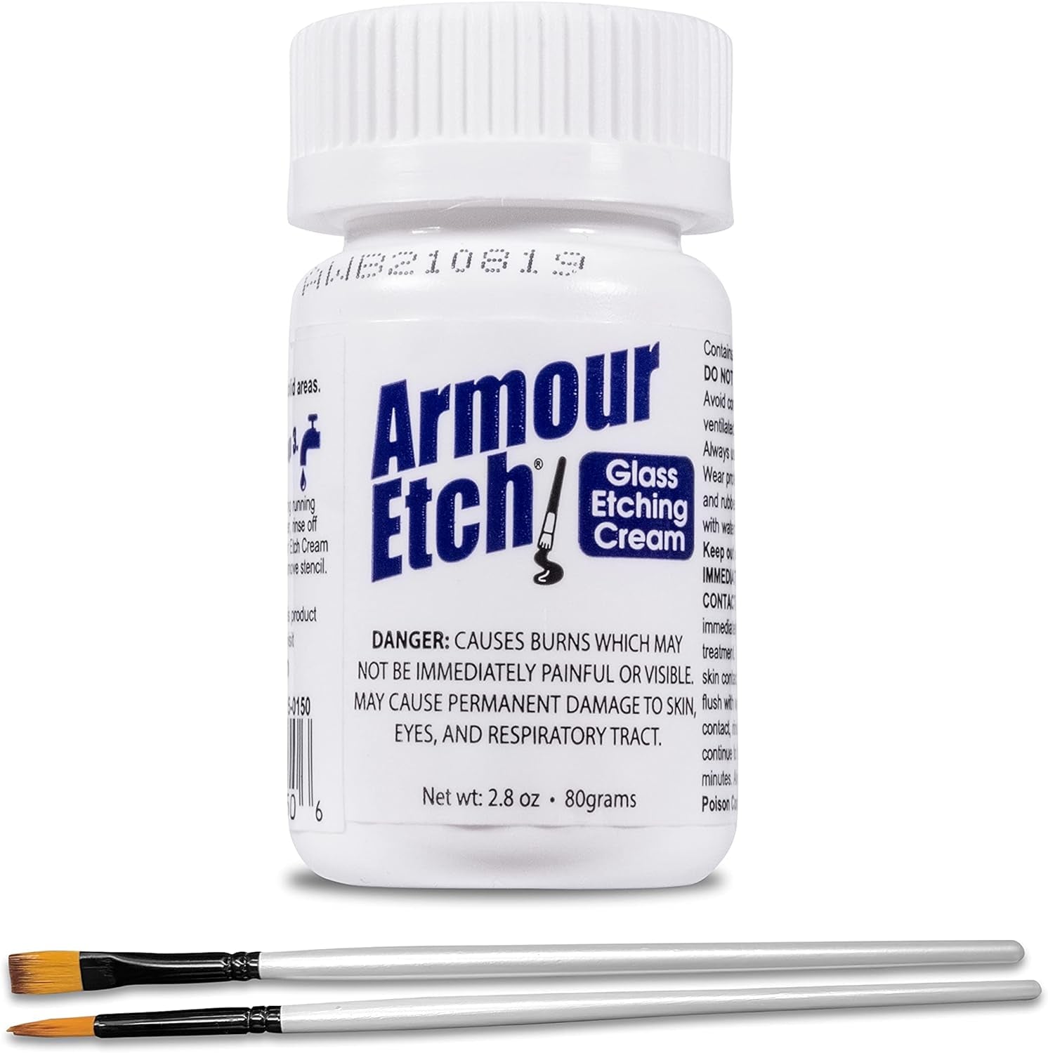 Armour Etch Glass Etching Cream - Starter 2.8Oz Size - Bundled with  Application Brushes