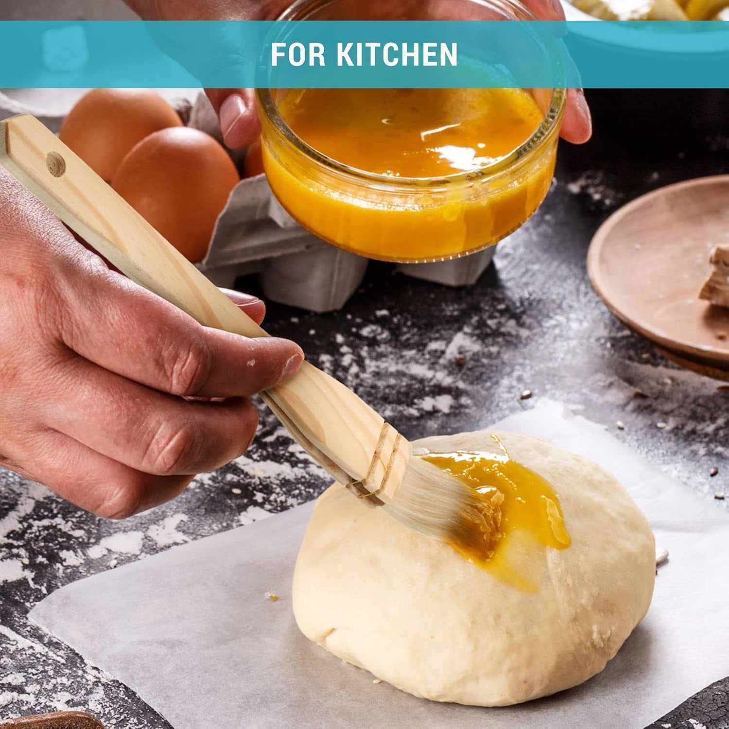 Flat Hake Brushes Hake Paint Brush Artist Painting Brushes Set Sheep Hair Bristles Wash Brush for Watercolor, Wash, Ceramic and Pottery Painting, 1 Inch, 2 Inch, 3 Inch (6)