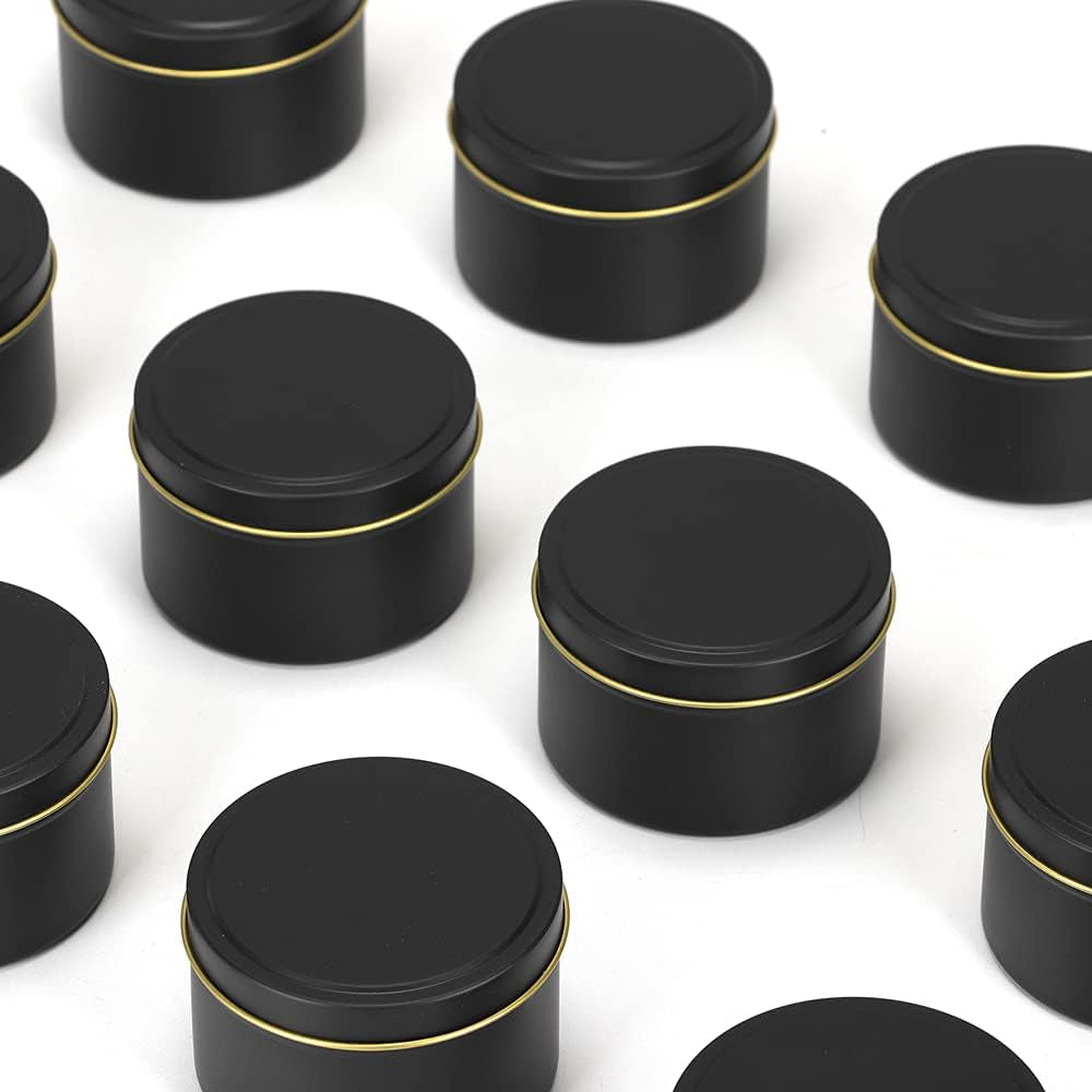24 Pieces Black Candle Tins 4Oz, Candle Jars,Bulk Candle Containers for Candle Making,Storage Jars,Diy Candle Making (Black)