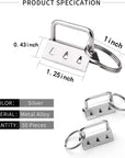 50 Sets Key Fob Hardware Key Fob Keychain Wristlet with Split Ring 1.25 Inch