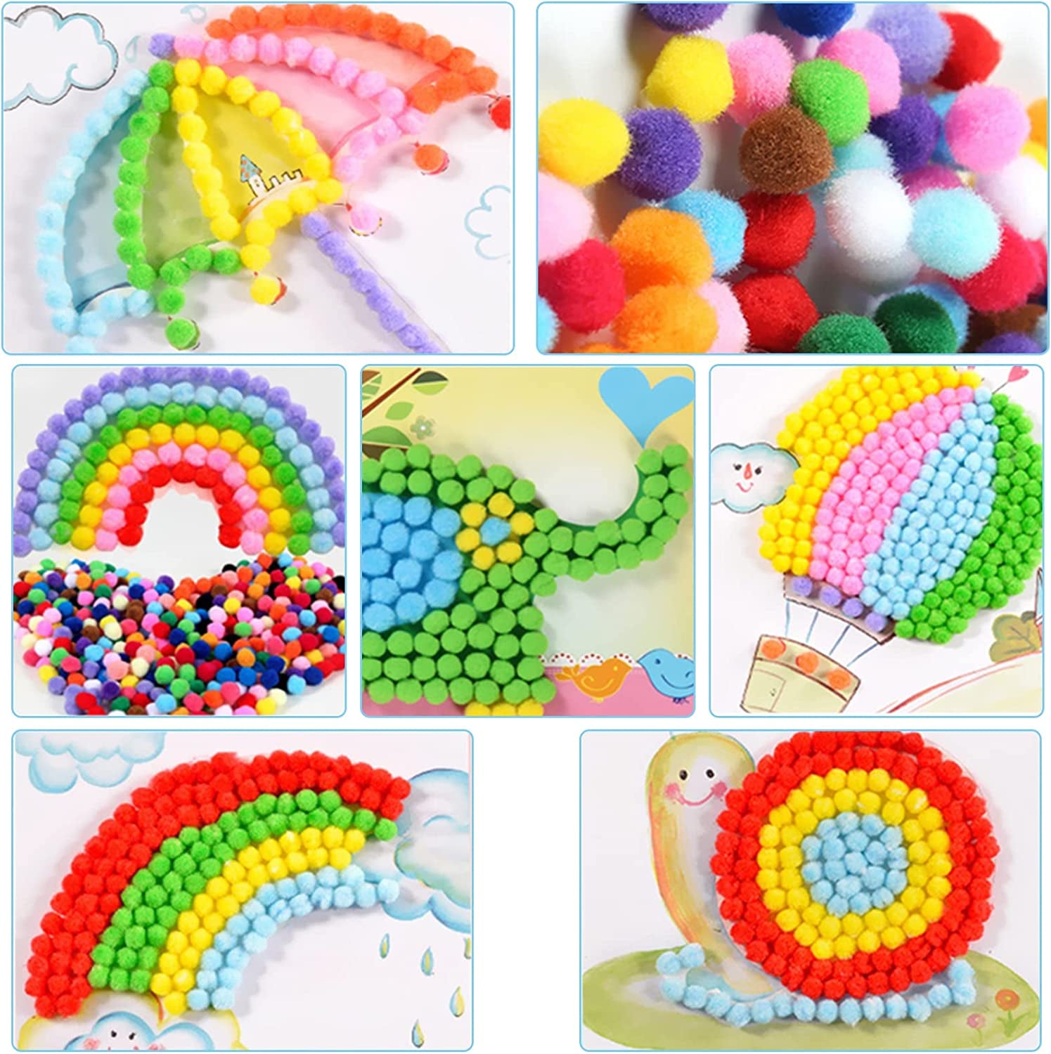 2000 Pcs 1Cm Assorted Pompoms Multicolor Valentine Day Arts and Crafts Fuzzy Pom Poms Balls for DIY Creative Crafts Decorations