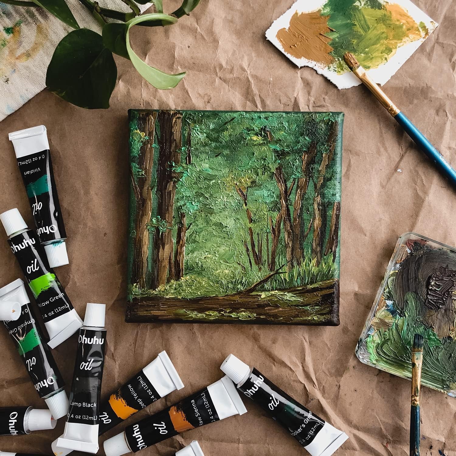 Oil Paint Set, 24 Oil-Based Colors, 12Ml/0.42Oz X 24 Tubes Non-Toxic Oil Painting Set Supplies for Canvas Painting Artist Kids Beginners Adults Classroom DIY Art Supplies Gift