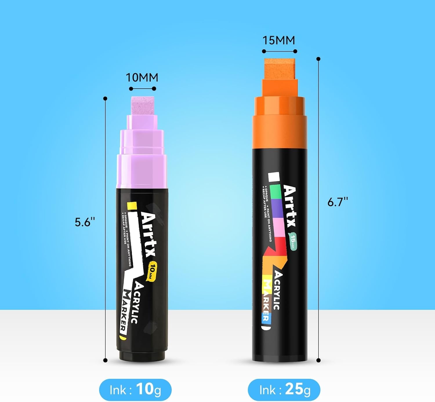 Jumbo Poster Markers, 10Mm Jumbo Felt Tip 12 Colors, Acrylic Paint Markers Permanent Paint Pens for Rock Painting, Blackboards, Windshield, Outdoor Paintings DIY Crafts Making