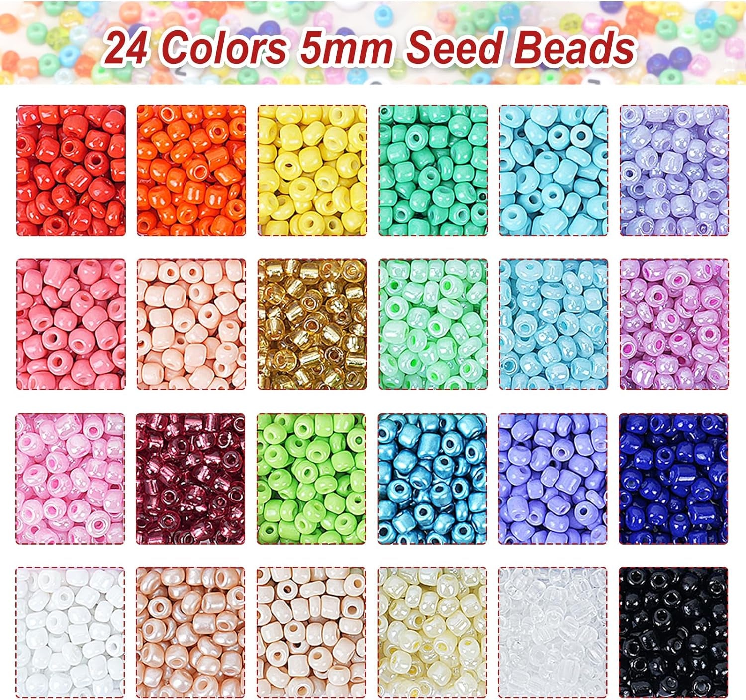 4100Pcs 5Mm Glass Seed Beads Craft Beads Kit and Colorful Letter Beads for Friendship Bracelets Jewelry Making Necklaces and Key Chains, Glass Pony Seed Letter Alphabet DIY Art and Craft