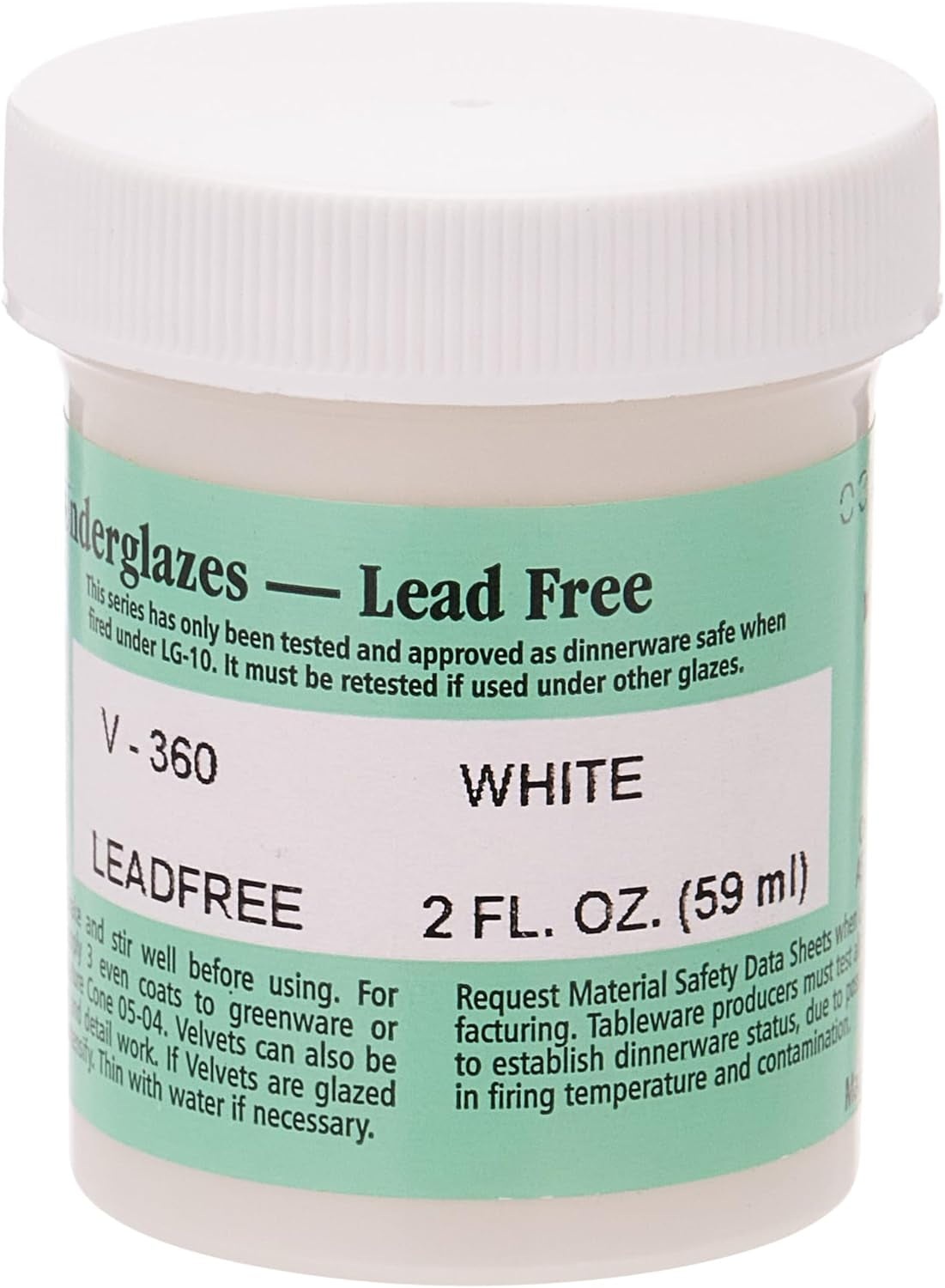 Velvet Underglaze, 2 Oz Jar, White