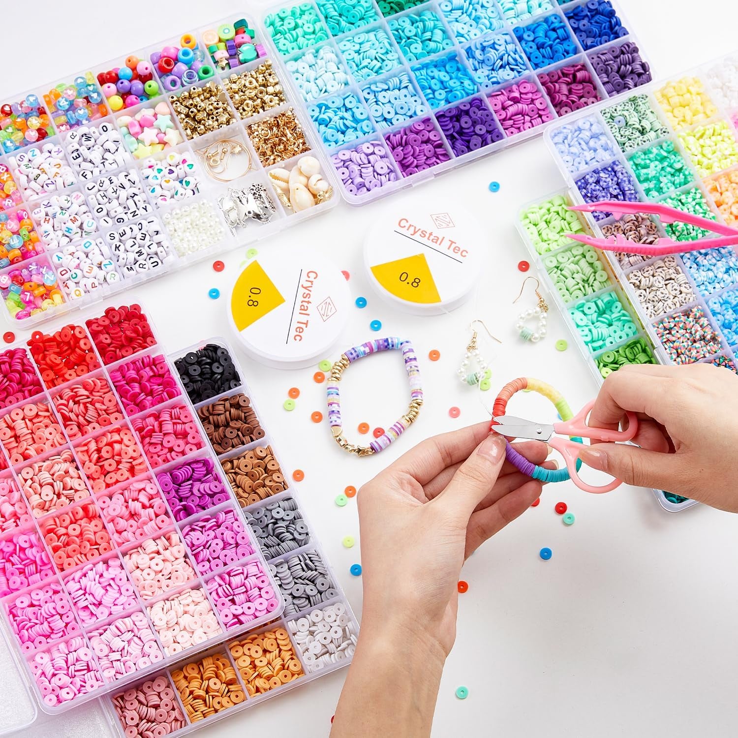 22000 Pcs Clay Beads for Bracelet Making Kit, 120 Colors Flat round Polymer Clay Beads, Friendship Bracelet Kit Heishi Beads for DIY Jewelry Making, Crafts Gift for Girls Teen Ages 6-12