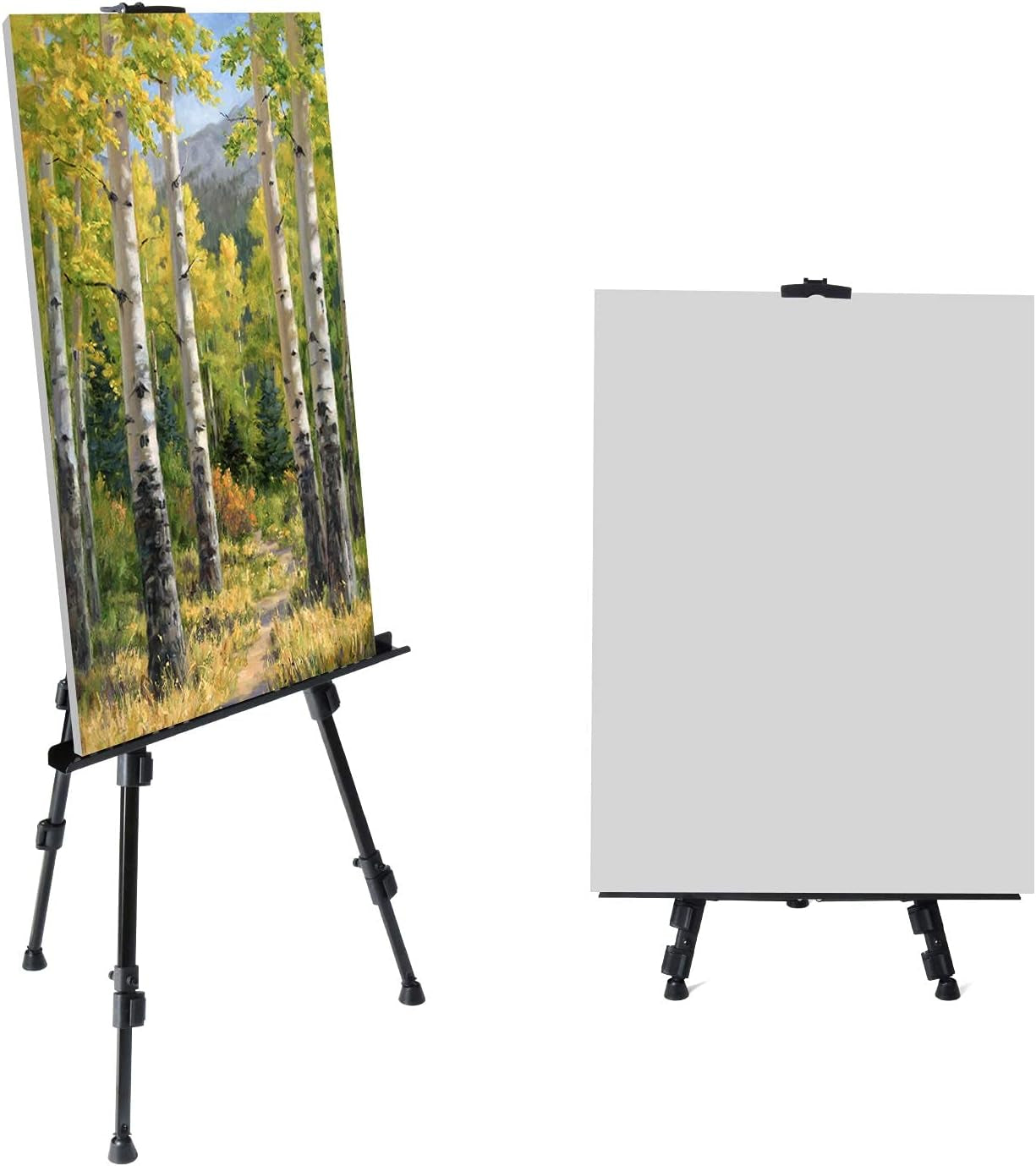 72 Inch Tall Folding Easel Stand for Display, Aluminum Metal Tripod Art Easel Adjustable Height from 22 to 72 - Instant Poster Easels for Painting Canvas - Floor Standing Easel, Black with Bag