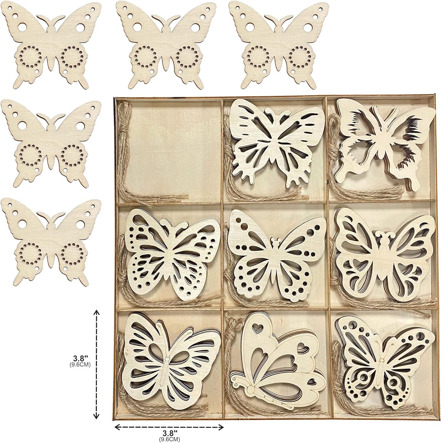 Pack of 45 Unfinished Wooden Butterfly Shaped Cutouts for DIY Crafts 3.5 Inch 5-Count Each