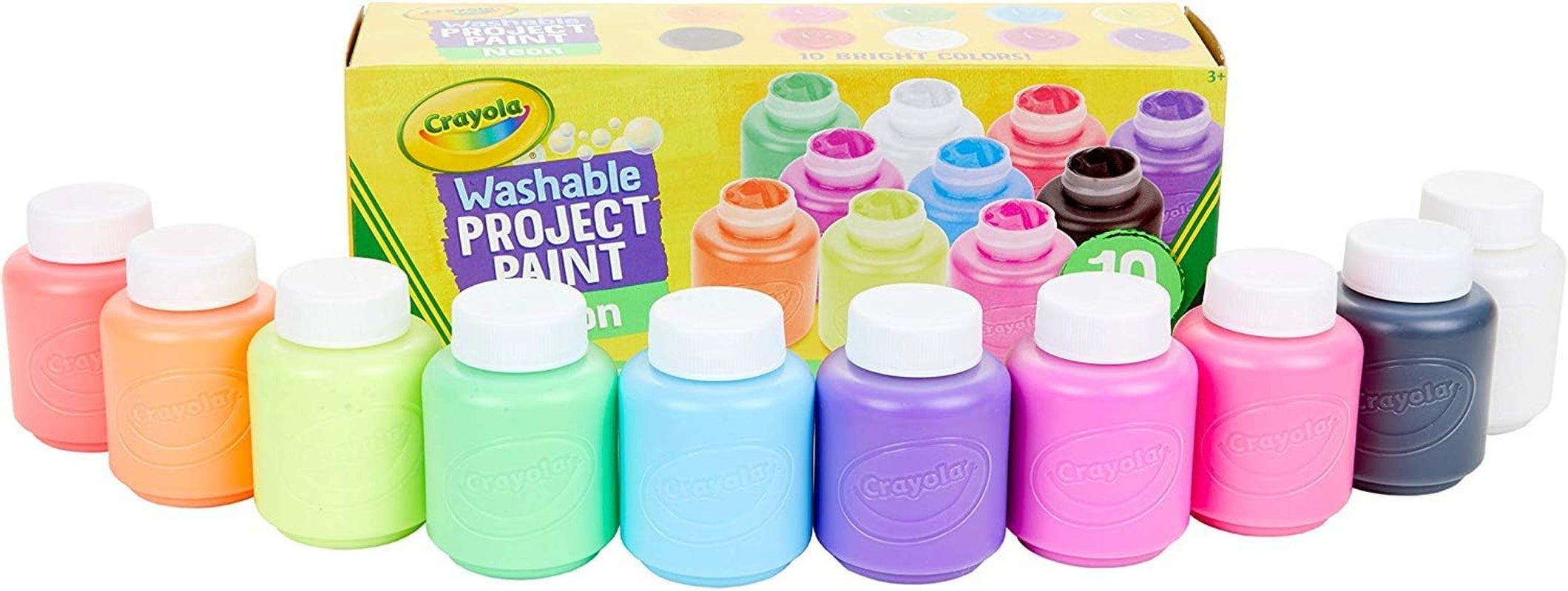 10-Color Neon Washable Kids Paint (Set of 10)