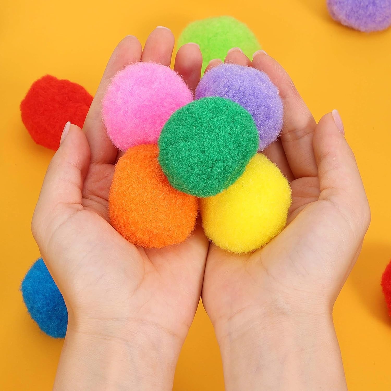 [130Pcs] 30Pcs 2 Inch Large Pom Poms with 100Pcs Wiggly Eyes, Multicolor Pom Poms for Arts and Crafts Kids DIY Projects