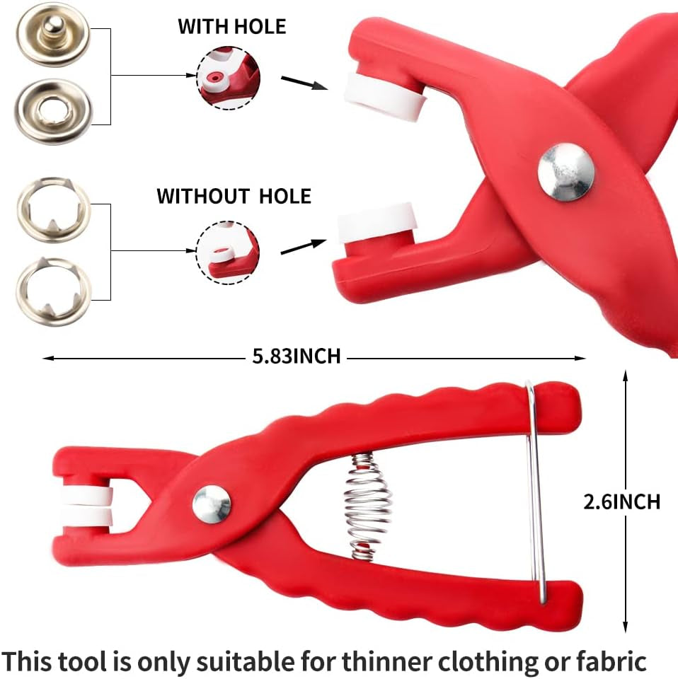 100 Sets of Metal Snaps Buttons,Metal Snap Buttons with Fastener Pliers Tool Kit, Snap Prong for Clothing Leather Sewing.