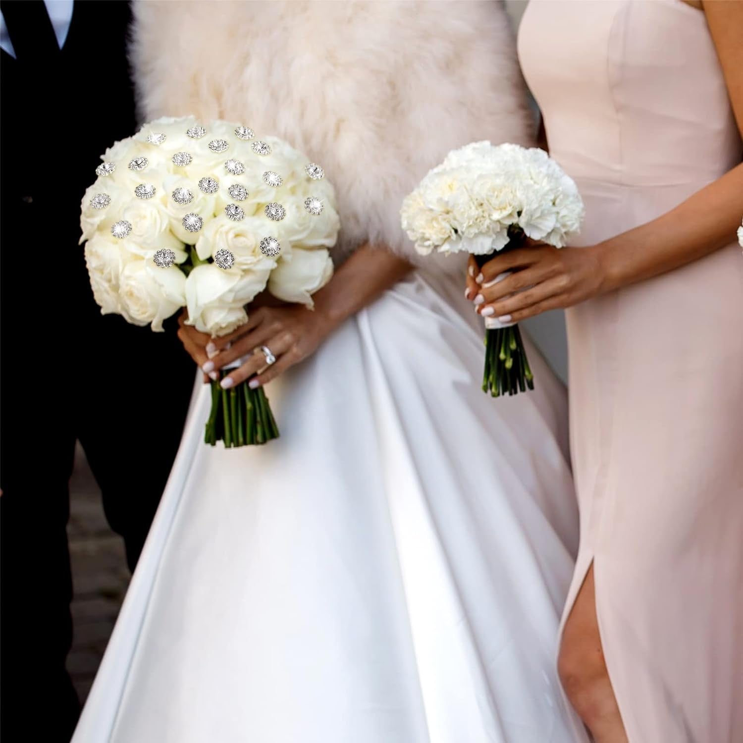 36 Pack Bouquet Pins Flower Pin round Diamond Crystal Floral Pins Rhinestone Wedding Corsages Pins Diamond Head Straight Pin for Wedding Bridal Jewelry Decoration (Glitter Style)