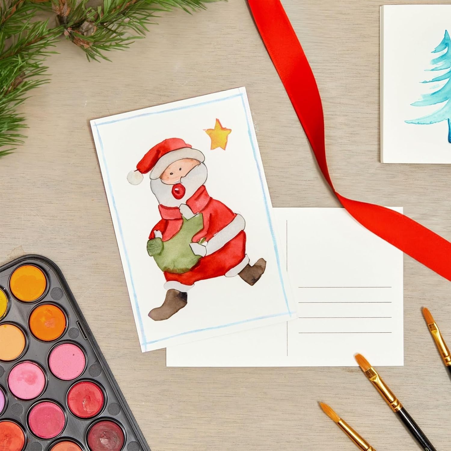 50 Pack Watercolor Postcards Blank, Bulk 4X6 Inch Cards to Paint, for Art, DIY (White, 300Gsm Cardstock)