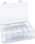 8-Grid Snack Box Container with Removable Dividers Plastic Organizer Box for Candies Snacks Electronics Jewelry Small Parts (7.3In X 4.9In)