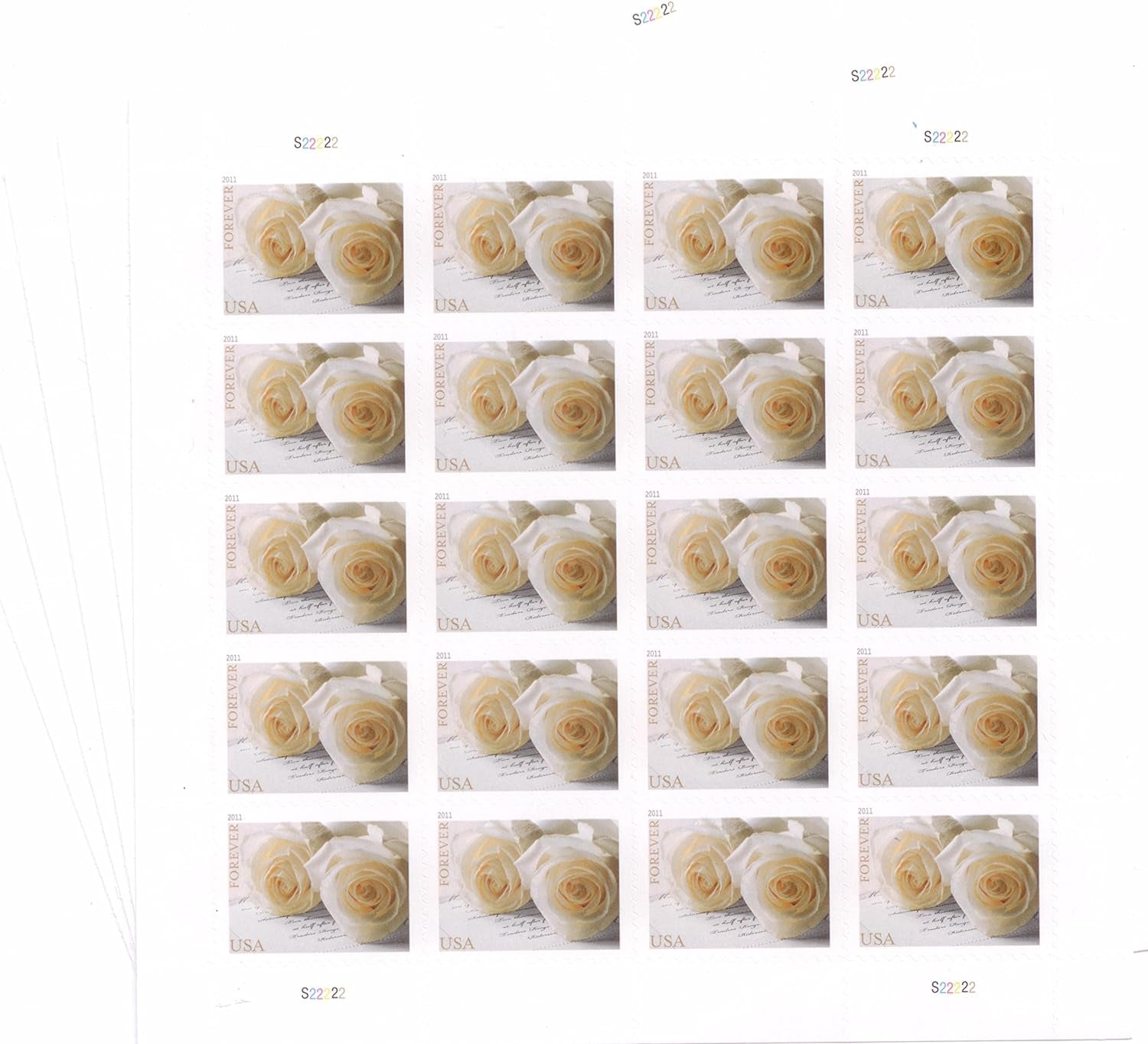 575900 Series Wedding Roses Commemorative Stamp Scott 4520 Sheet of 20 Forever Stamps