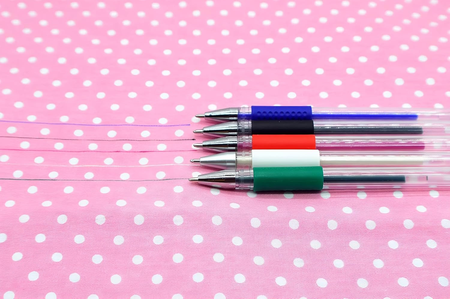 5 Colors Stick Heat Erasable Fabric Marking Pens with 10 Free Refills, 5-Pack of Assorted Colors, (White,Red,Blue,Black,Green)