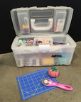 6918AH Twin Top 17 Inch Supply Box, Portable Art & Craft Supply Organizer with Handle, [1] Plastic Storage Case, Translucent