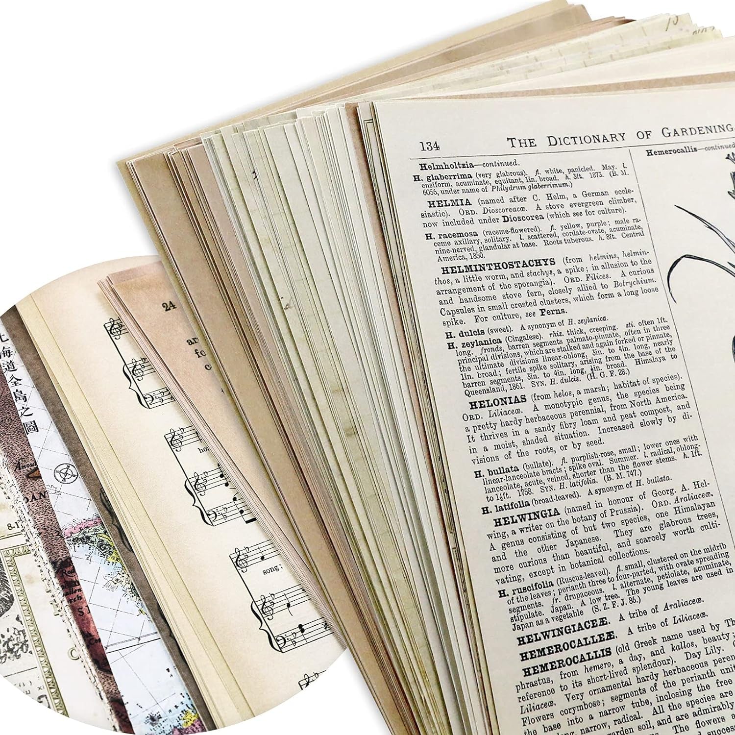 240PCS Junk Journal Pages Vintage Handmade Scrapbook Paper,Mathematics Magazine Newspaper Sheet Music Kraft Paper for Scrapbooking Decoupage Background DIY Craft Decoration(5.51" X 7.87")