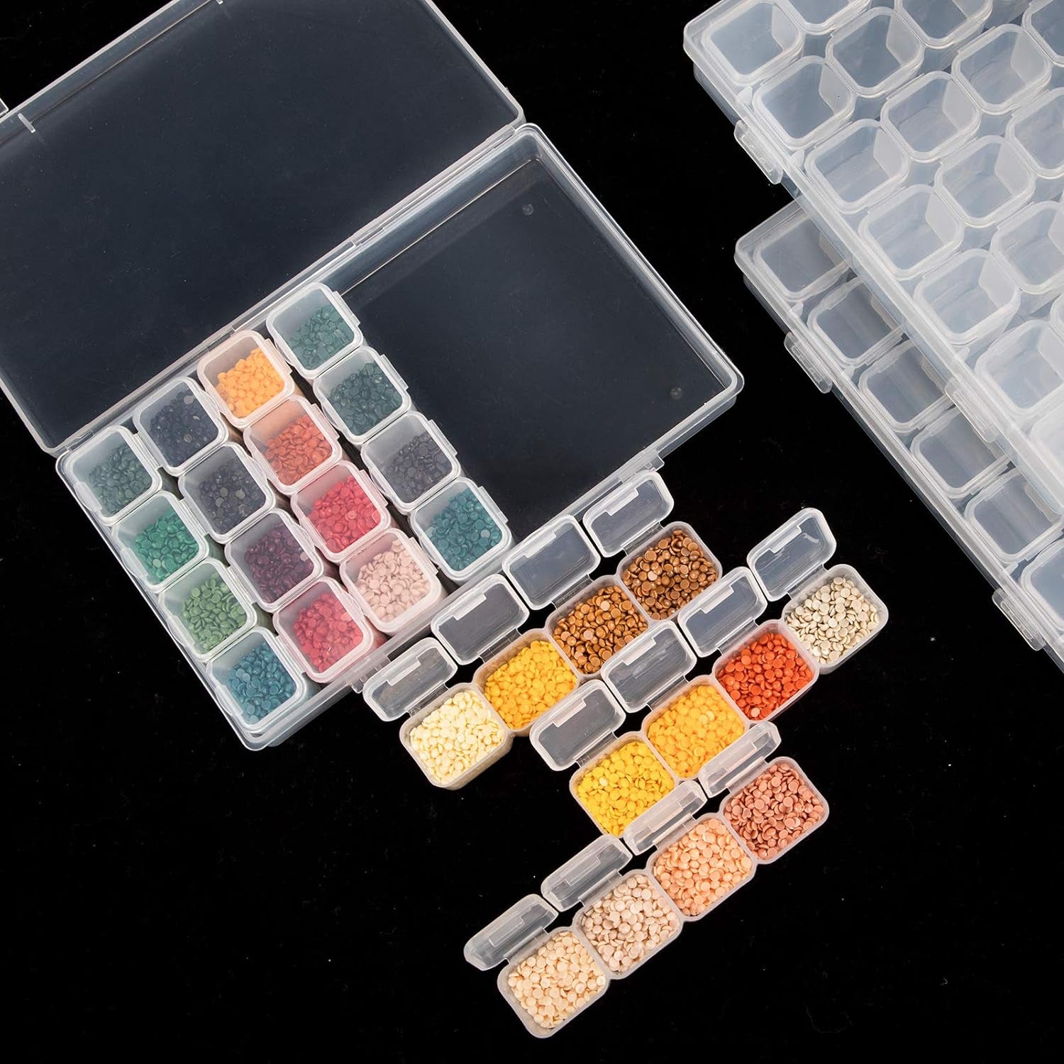 280 Slots Diamond Painting Storage Containers Diamond Accessories and Tools Boxes Bead Organizer 28 Grids 10Pcs with 400Pcs Label Stickers for Nail Craft