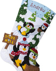 Felt Applique Stocking Kit, Penguins at Play 18" Felt Applique Stocking Making Kit, Perfect for DIY Needlepoint Arts and Crafts, 89481E , White