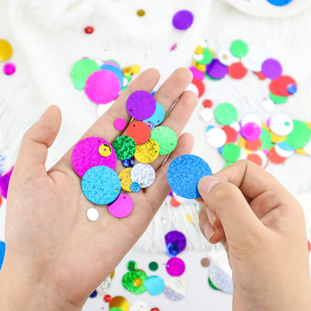 Mix Color round Bulk Loose Sequins and Spangles for Holiday Applique Arts Crafts and Embellishment DIY Making (Assorted Size)