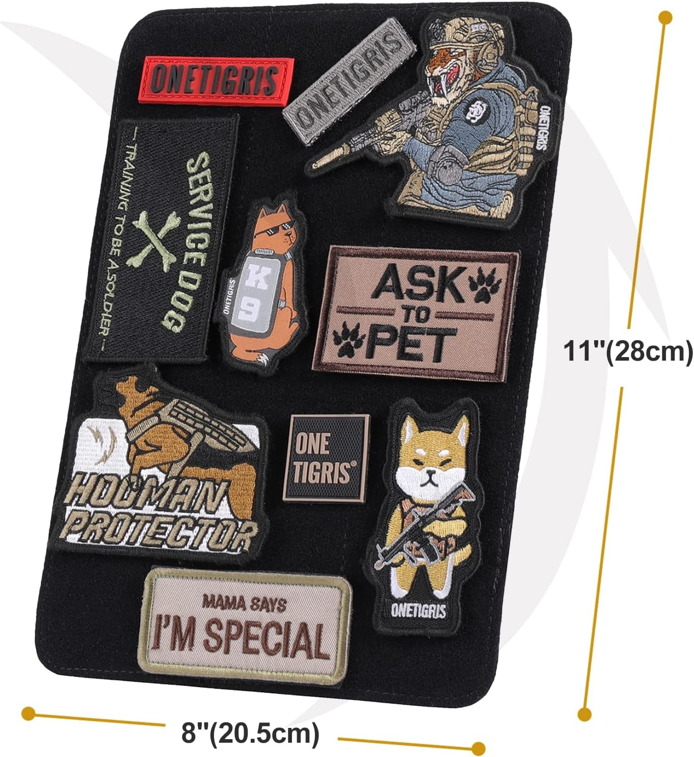 Patch Board, Tactical Patches Display Panel Stand Holder Organizer with Loop Surface for Hook &amp; Loop Patch, Morale Patch, Military Patch Collections(No Patches Included) - Black