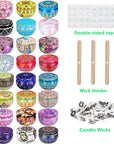 Candle Tins with Lid, 2.5Oz 24 Designs Tinplate Cans with Wicks, Wick Holders, Wick Stickers for Candle Making, DIY Arts and Crafts, Small Item Storage