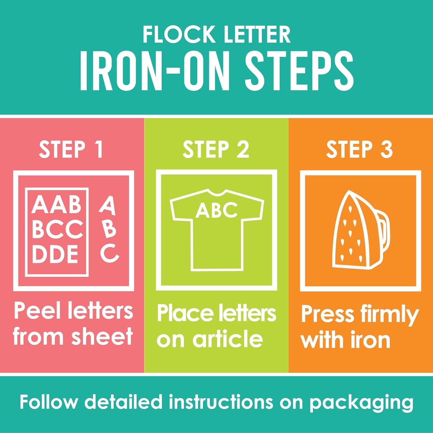 S.E.I 3-Inch Iron-On T-Shirt Letters, Block Letter Flock Heat Transfers, Black