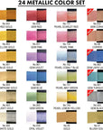 GANSAI TAMBI Watercolor Paint 24 Colors Set “Metallic Colors”, Professional-Quality, for Beginners Artists, Kids, Adults, Made in Japan