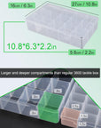 Plastic Organizer Box Craft Box Bead Organizer Tackle Box Organizer 2 Pack 15 Large Grids Clear Craft Storage Box Snackle Box Container Washi Tape Organizer