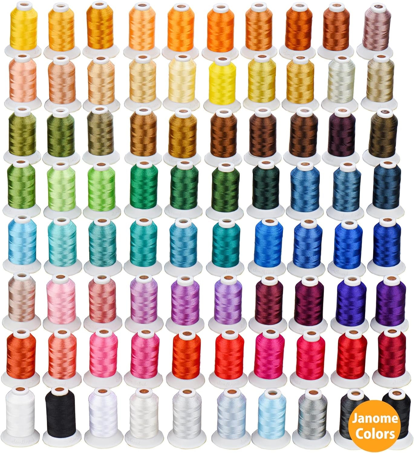 Polyester Embroidery Thread, 80 Spools Embroidery Machine Thread, 500M (550Y) Each Thread Spool, Colors Compatible with Janome & Robison-Anton Colors - Color Card Contained in Box