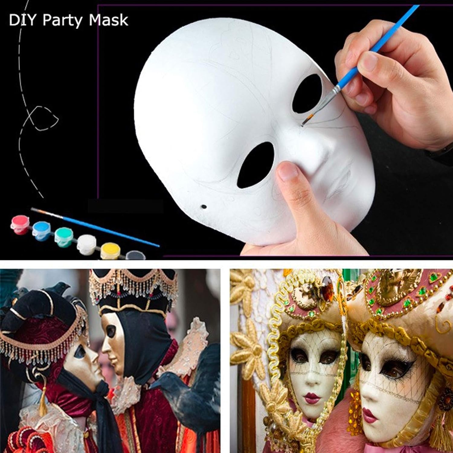 14 Pack Paper Mache Masks - 2 Sizes for Artistic Projects, Theater, Halloween, Masquerade Parties, Classroom Art
