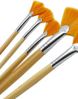 5Pcs/Set,Fan-Shaped Nylon Hair Short Wood Rod Brush Painting Drawing Supplies