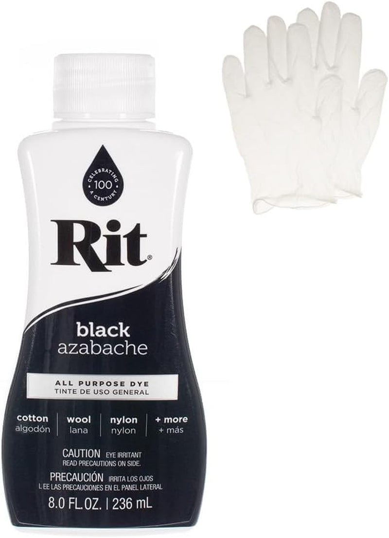 Rit Dye Back to Black Bundle – Includes Standard Back to Black Kit + 8 Oz. Black Rit Dye Liquid & Additional Plastic Gloves