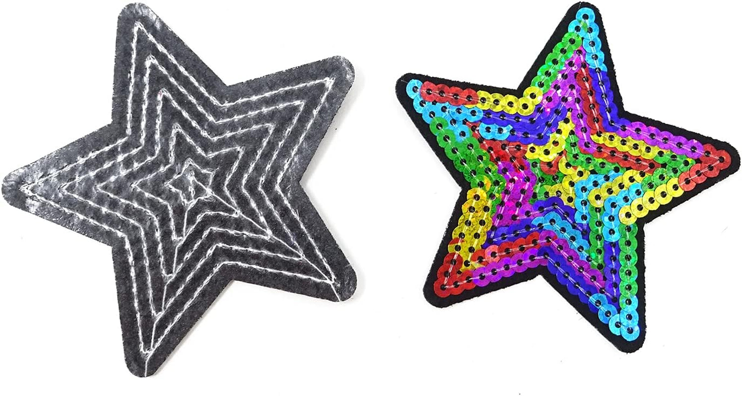 12PCS Sequins Star Patche Appliques for Embroidery (Coloful)