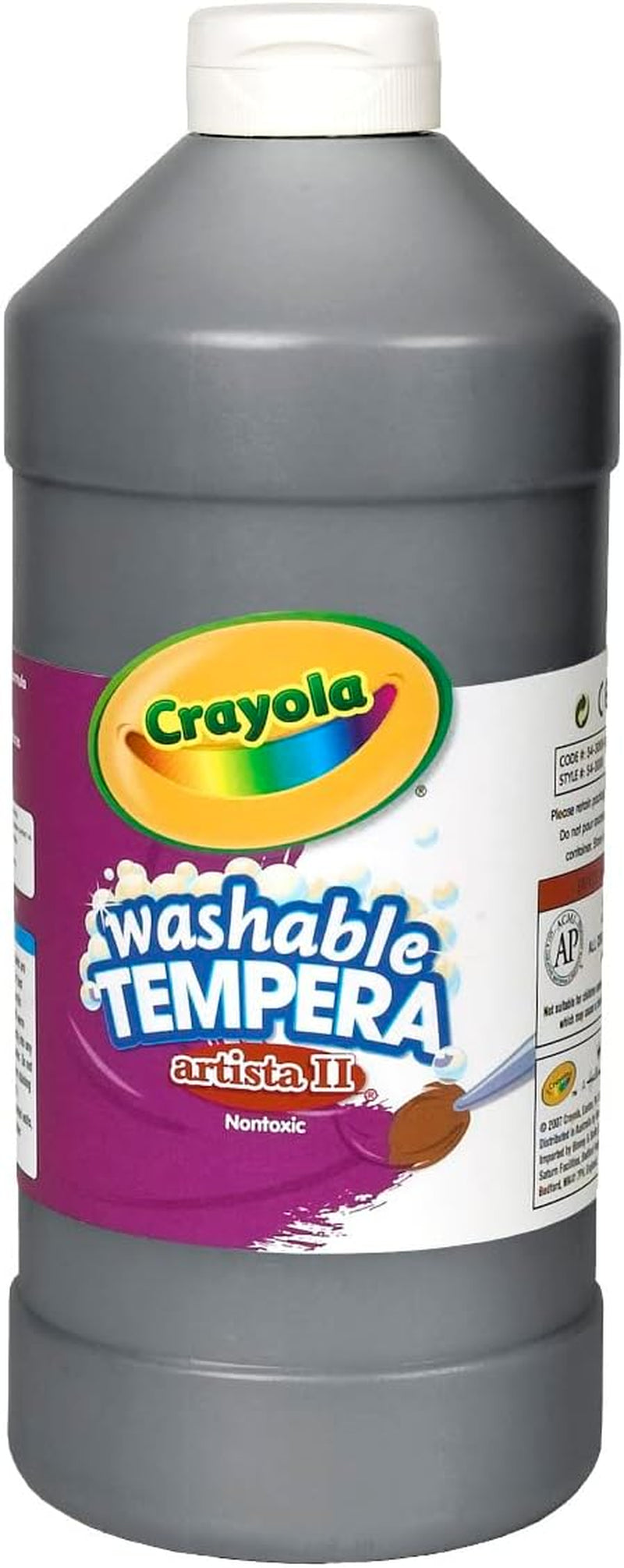 Washable Tempera Paint for Kids, Black Paint, Classroom Supplies, Non Toxic, 32 Oz Squeeze Bottle