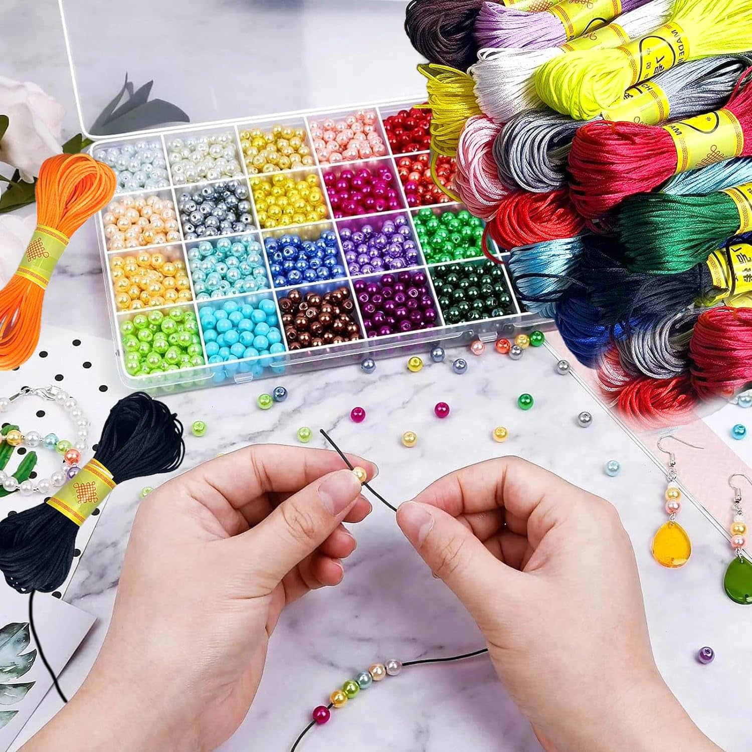 327 Yards (981 Feet) Nylon String for Bracelets, 15 Colors Chinese Knotting Cord, 1.5 Mm Nylon Cord for Jewelry Making, Beading, Necklaces, Friendship Bracelets, Tassels and Craft