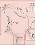 Earring Hooks with Pinch Bails Clasp 80 Pcs/40 Pairs, 160 Pcs Earring Making Supplies Kit with Earring Backs for Jewelry Making, Hypoallergenic Ear Wires Fish Hooks (Silver)