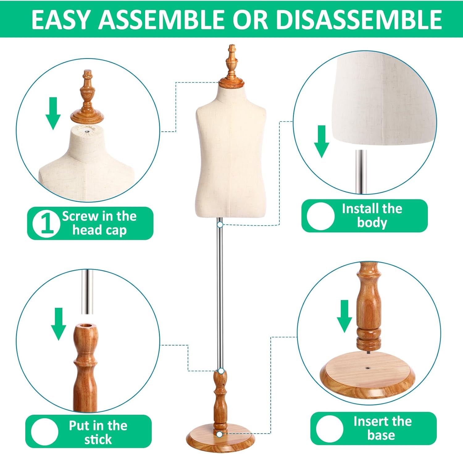 2 Pcs Kid Dress Form Old Adjustable Toddler Clothes Mannequins Children'S Mannequin with Wooden Base for Window Counter Studio Clothing Store Display (3-4 Years)