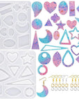 44PCS Resin Earring Molds, Silicone Molds for Epoxy Resin, Geometrical Flower Leave Heart Shaped Epoxy Silicone Casting Molds for Jewelry Pendant Keychain Charm, Resin Epoxy Kit