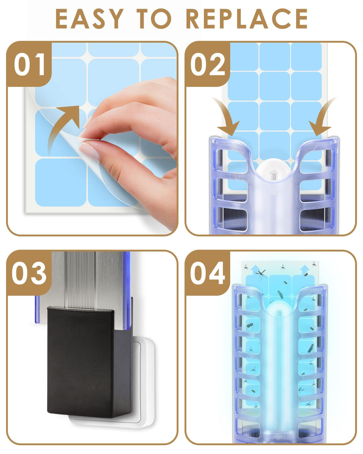 40 Pack Replacement Glue Boards for Dynatrap DT3009, Indoor Glue Boards Refill Sticky Cards for Dynatrap DT3009 DT3019 DT3039