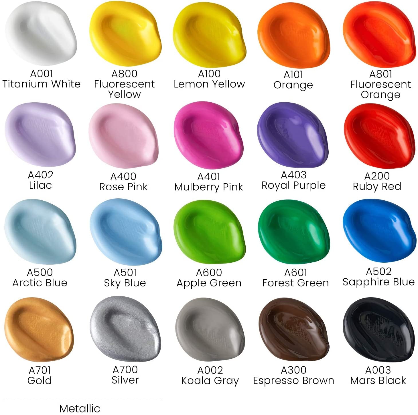 Craft Acrylic Paint Set, Water-Based Acrylic Craft Paint, Matte Finish Artist Paints, Art Supplies for Glass, Wood, Ceramics, Fabrics, Leather