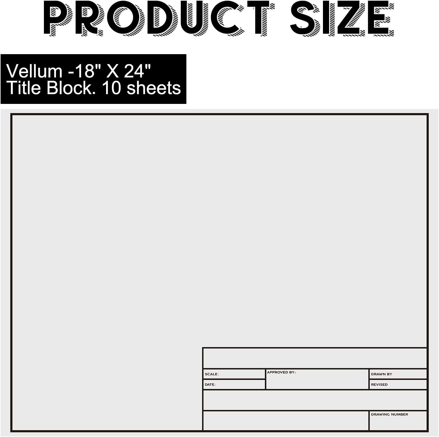 10 Sheets Architectural Vellum Paper Translucent White Vellum Sheets Drafting Paper Rag Vellum with Border and Title Block (18 X 24 Inches)