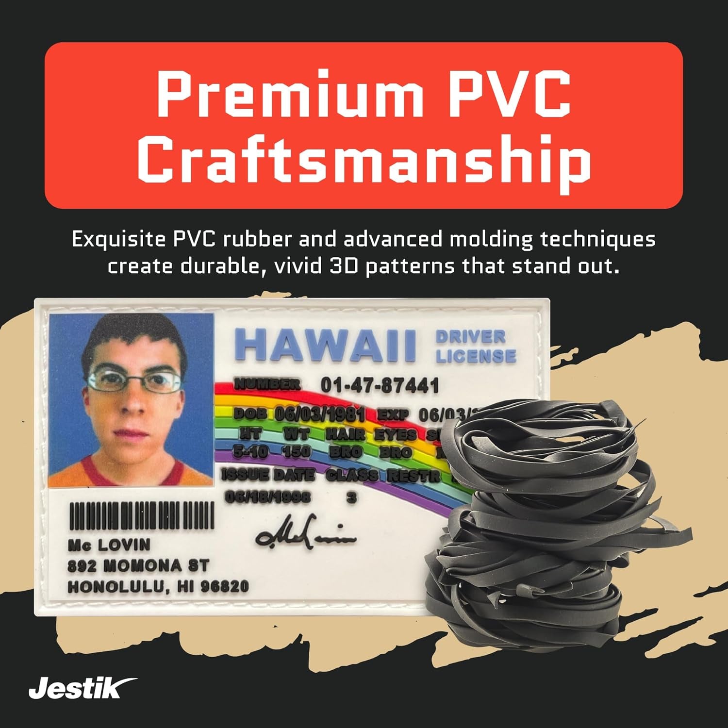 Mclovin Superbad PVC Patch - Funny Meme Patches, Humorous Military Tactical Morale Patch with Hook and Loop Fastener, Cute Patches for Backpacks, Military Uniforms, Jeans, Jackets, Vests, Hats & More