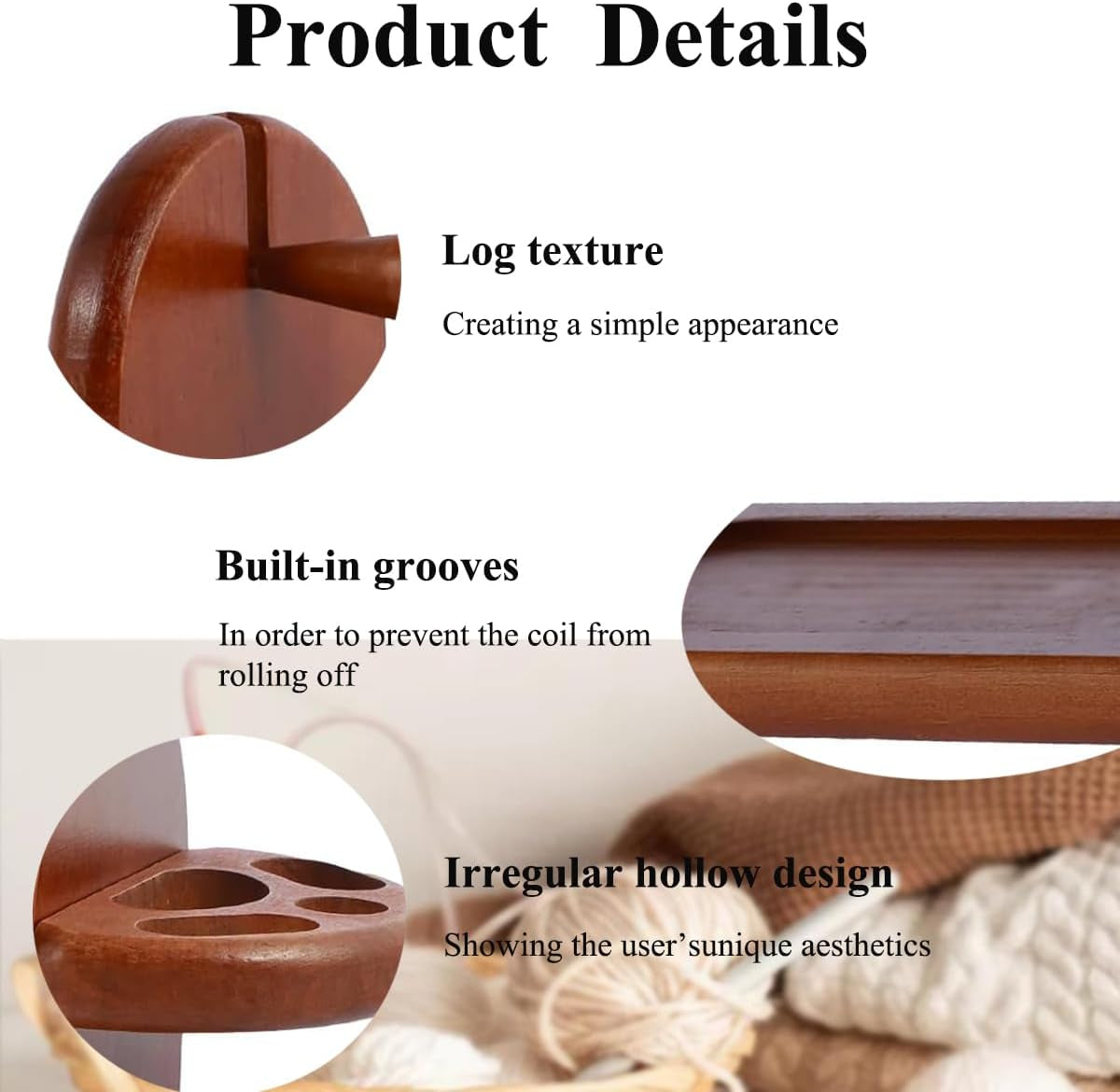 Wooden Yarn Holder for Knitting Crochet, Yarn Rack Stand with Slots, Portable Yarn Holder, Stable Yarn Ball Dispenser, Wool Fixing Bracket, Knitting Gifts