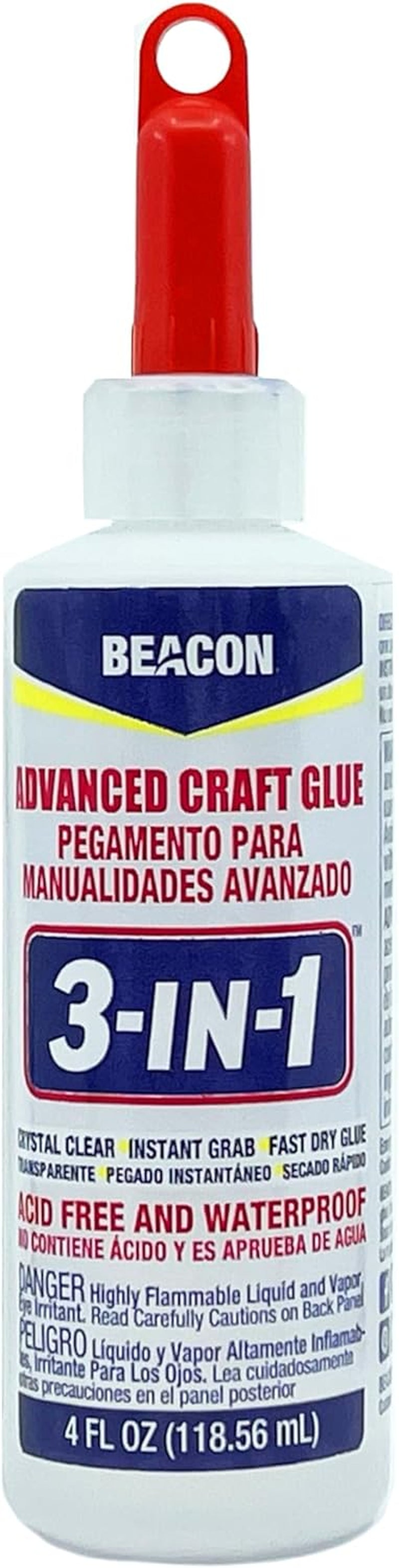 3-In-1 Advanced Craft Glue - Fast-Drying, Crystal Clear Adhesive for Wood, Ceramics, Fabrics, and More, 4-Ounce