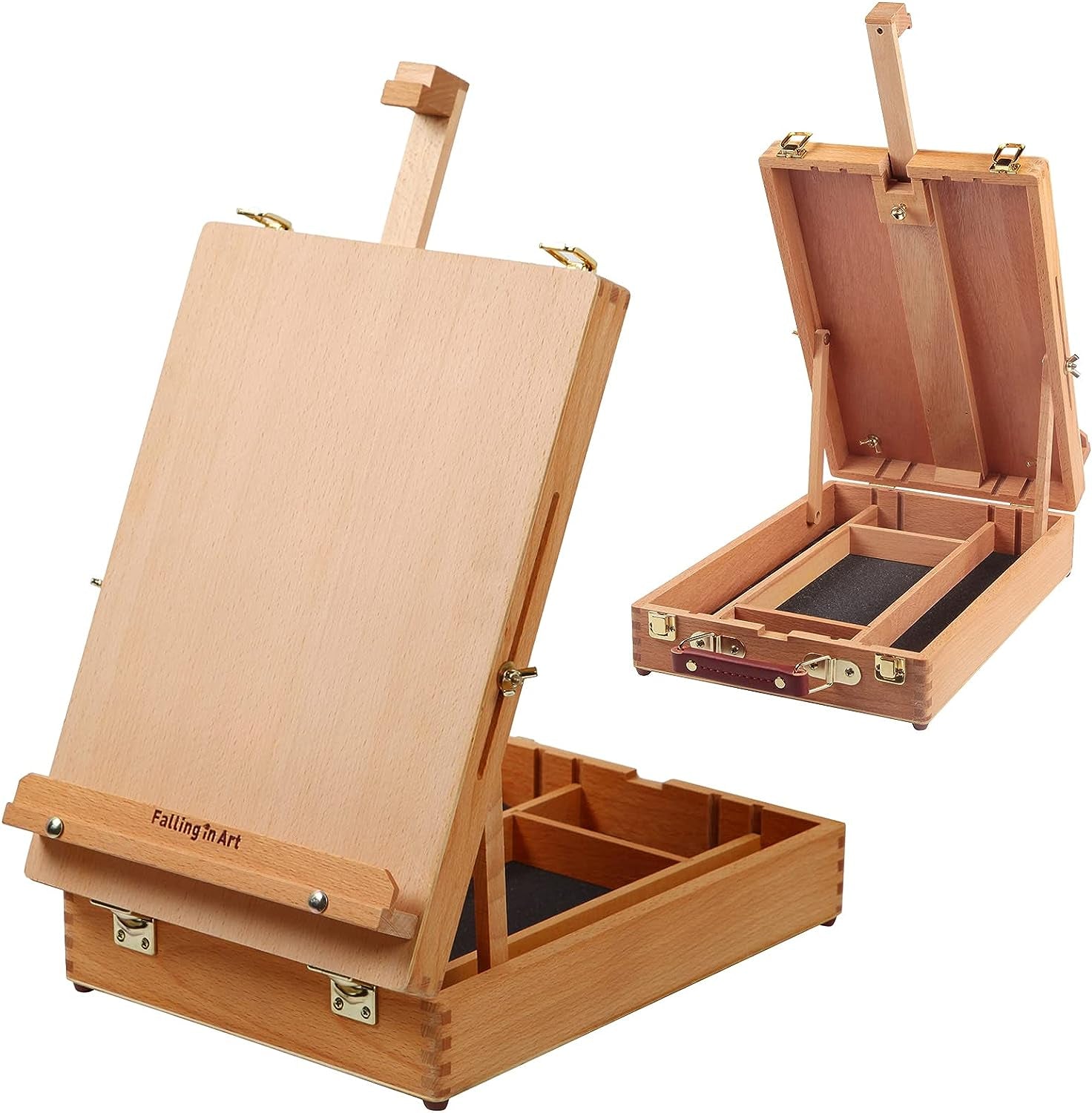 Wooden Tabletop Easel, Solid Wood Sketchbox Desktop Easel for Painting, Portable Art Drawing Easel for Beginners and Professionals
